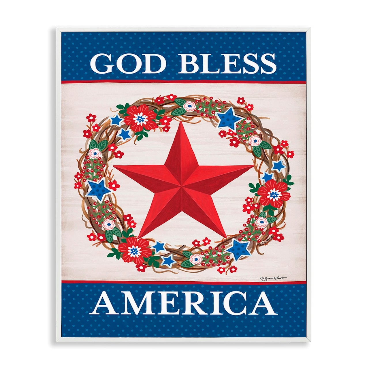 Stupell Industries God Bless America Wreath Framed Giclee Art